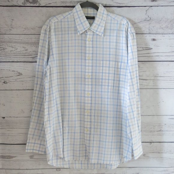 Canali 100% Cotton Checks Plaids Button Down Long Sleeve Shirt - Size Large - Picture 2 of 6